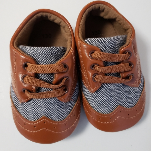 Brown Baby Leather Canvas Rubber Sole Shoe - Picture 14 of 15